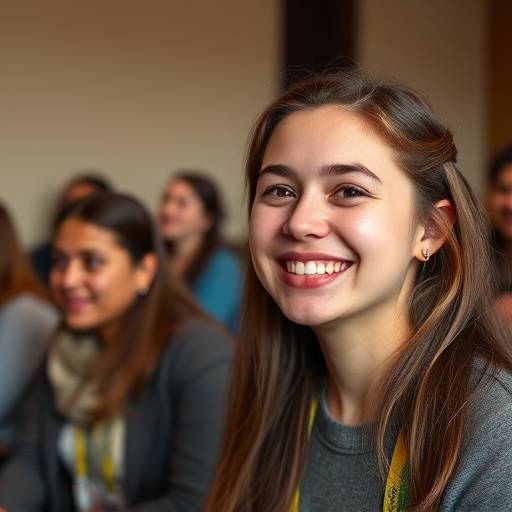 Étudiant souriant après un cours de théâtre